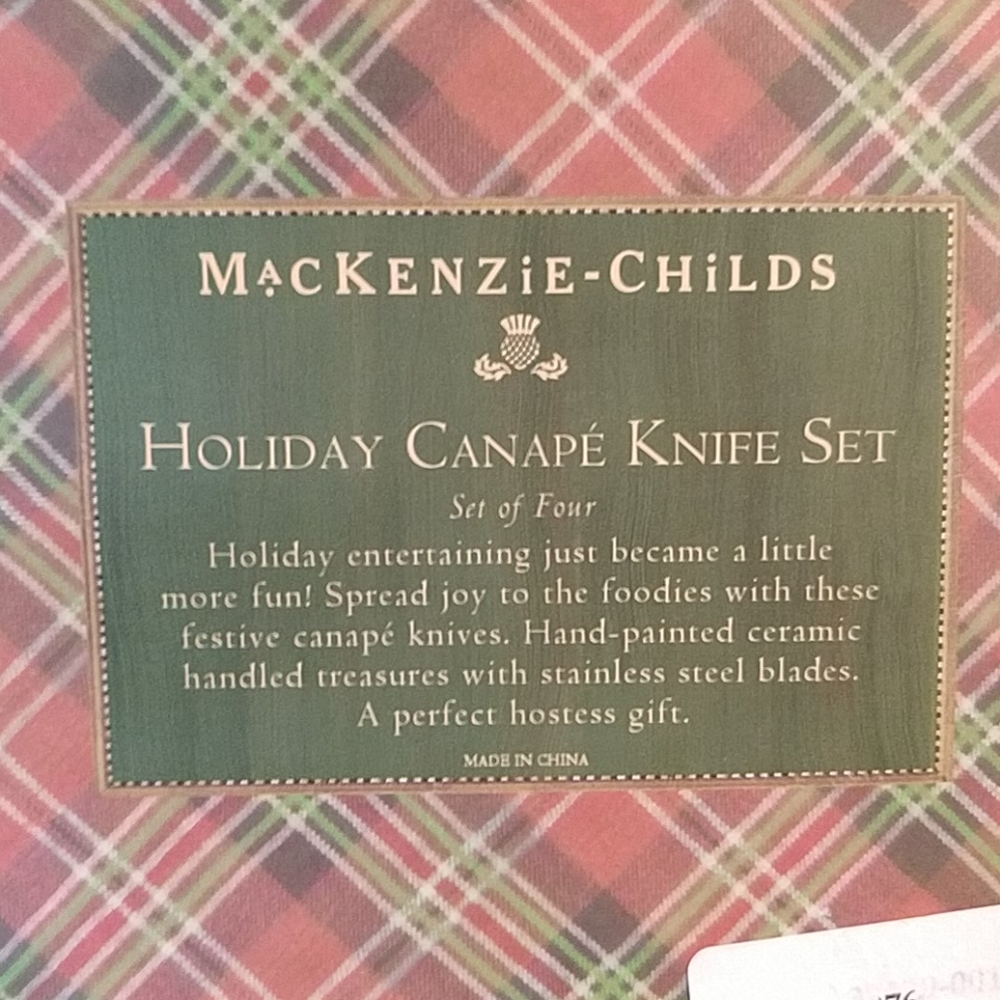 Mackenzie-Childs Holiday Canape Knife Set NIB - Picture 2 of 3